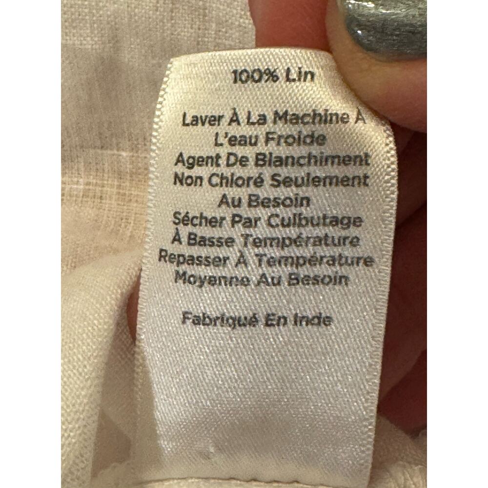 Talbots 100% Linen Women’s Blouse Tunic Sz M White Beach Coverup Old Money Prep - Picture 6 of 8